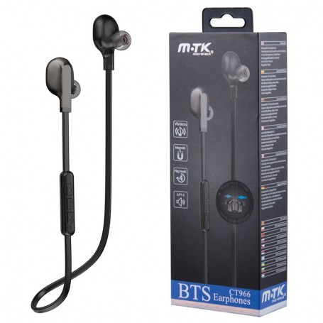 MTK AURICULARES BLUETOOTH DEPORTIVOS CT966 CHIMI MAGNETICOS NEGRO