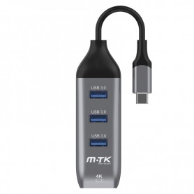 MTK HUB USB TYPE C A 3 USB 3.0 + HDMI 4K TG7192 12CM GRIS
