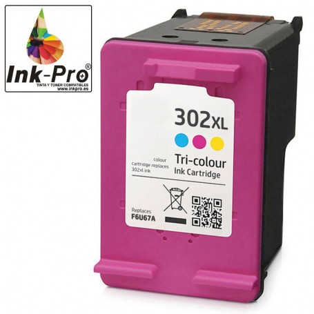 INK-PRO® CARTUCHO  REMANUFACTURADO HP 302XL (F6U65AE/F6U67AE) V.3 COLOR (18 ML)