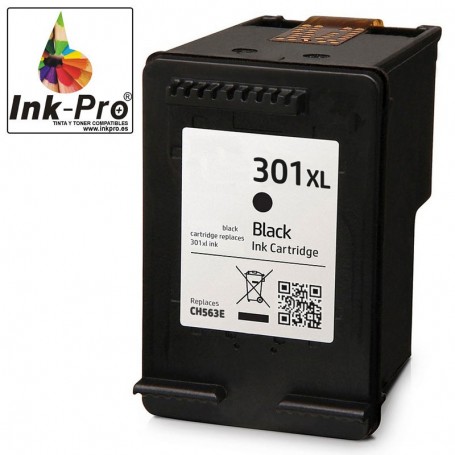 INK-PRO® CARTUCHO  COMPATIBLE REMANUF. HP 301XL (CH561EE/CH563EE ) NEGRO V3 (12 ML)
