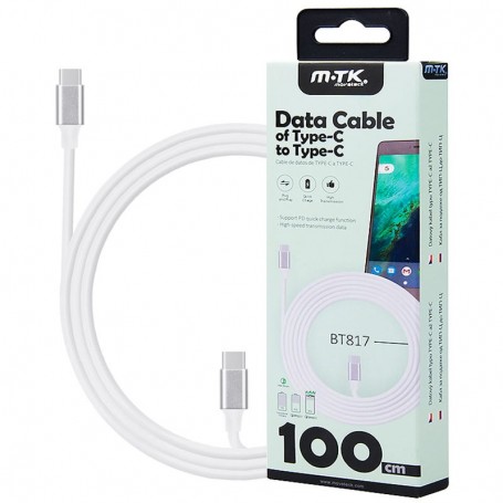MTK CABLE TYPE C A TYPE C BT817 ALTA VELOCIDAD SOPORTA PD 1M BLANCO