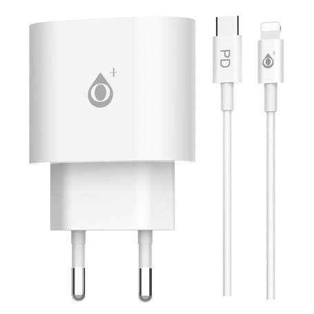 ONE+ CARGADOR DE PARED NA0289 KELLY 1 PTO USB TYPE C PD 20W 3.4A CON CABLE LIGHTNING 1M BLANCO