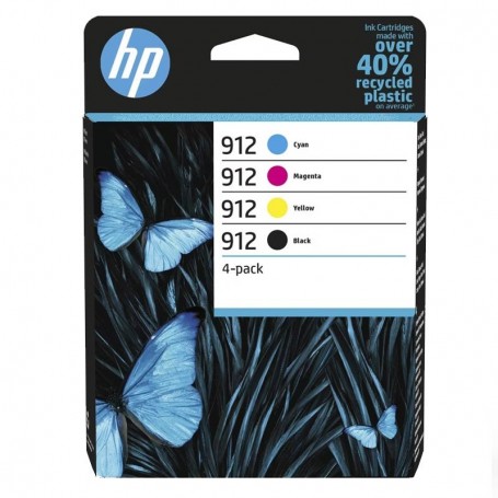 HP 912 - PACK DE 4 CARTUCHOS ORIGINALES B/C/M/Y (1 X 21.9 + 3 X 9.9 ML) - 6ZC74AE