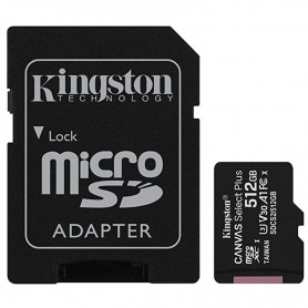 KINGSTON MICROSD 512GB XC (CLASE10 100 MB/S) CANVAS SELECT SDCS2/512GB C/ADAPTADOR + LPI*