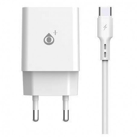 ONE+ CARGADOR  NA0348 CLOVER 1 PTO USB 2.4A CON CABLE USB TYPE C BLANCO