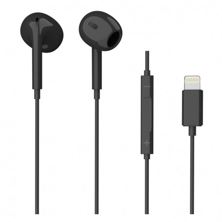 ONE+ AURICULARES CON MICROFONO NC3195 CONEXION LIGHTNING COLOR NEGRO