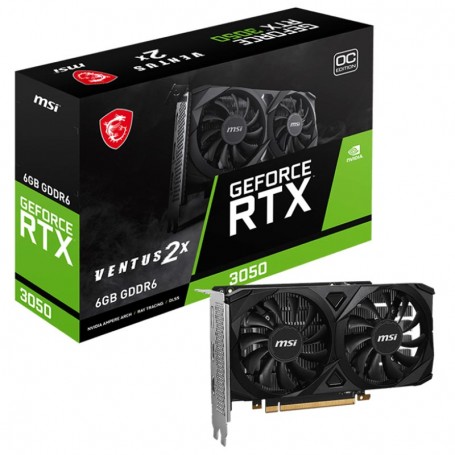 TARJETA GRAFICA MSI GEFORCE RTX 3050 6GB DDR6 VENTUS 2X OC 2*HDMI+1*DISPLAYPORT