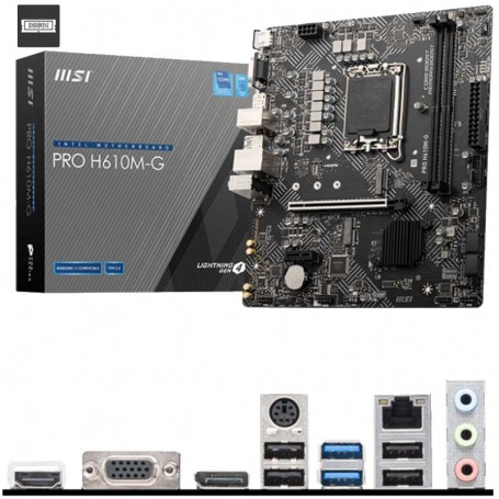 PLACA BASE MSI PRO H610M-G DDR5 S-1700 2DDR4 64GB VGA+HDMI+DP GBLAN 2USB3.2 4SATA6 1M.2 MATX