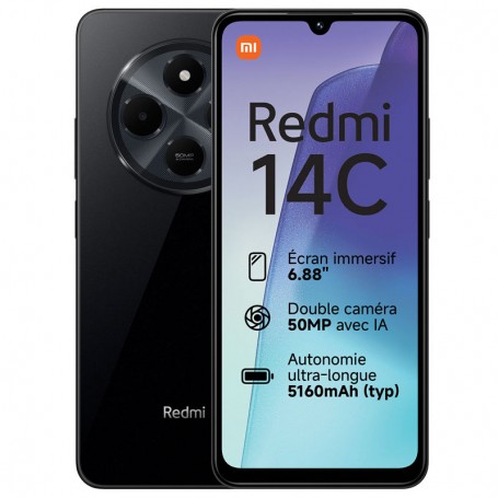 SMARTPHONE XIAOMI REDMI 14C 6GB 128GB 6.88'' HD+ CAM 50/13MPX 5160 MAH MIDNIGHT BLACK + LPI*