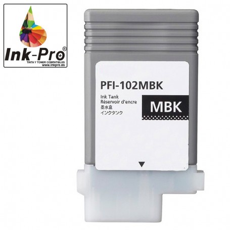 INK-PRO® CARTUCHO TINTA PIGMENTADA COMPATIBLE CANON PFI102MB (0894B001) NEGRO MATE (130 ML)