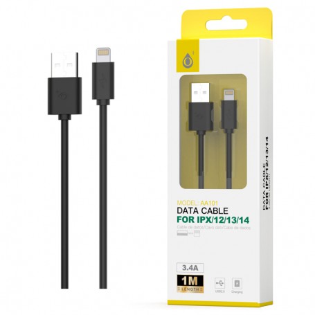 ONE+ CABLE USB LIGHTNING AA101 3.4A 1M NEGRO