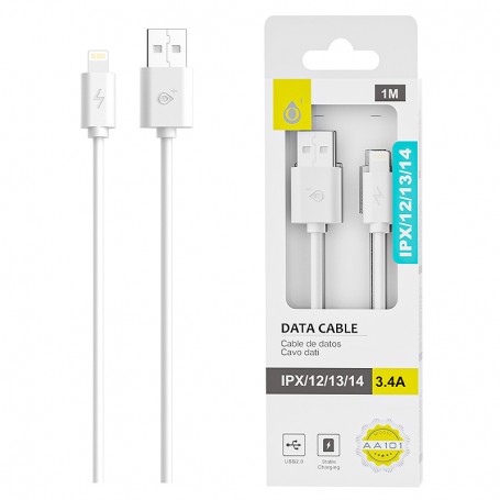 ONE+ CABLE USB LIGHTNING AA101 3.4A 1M BLANCO