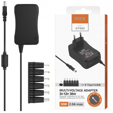 MTK ADAPTADOR  UNIVERSAL PARA TABLET GT882 30W 3V-12V 2A 6TIPS (MONITOR / TABLET / ROUTER)