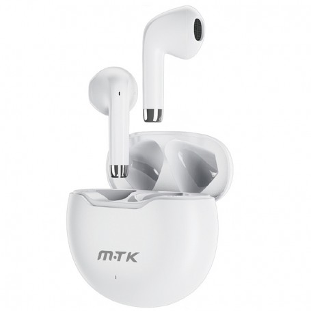 MTK TC3308 BL - AURICULARES BLUETOOTH 5.3 CON ESTUCHE DE CARGA - TWS - 4-5 HORAS AUTONOMIA - BLANCO