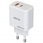 MTK TA0394 BL - CARGADOR DE PARED 45W GAN- 2 PUERTOS USB-C + USB-A - PD+QC3.0 - SIN CABLE - BLANCO