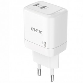 MTK TA0360 BL - CARGADOR DE PARED 45W - 2 PUERTOS USB-C - SIN CABLE - BLANCO