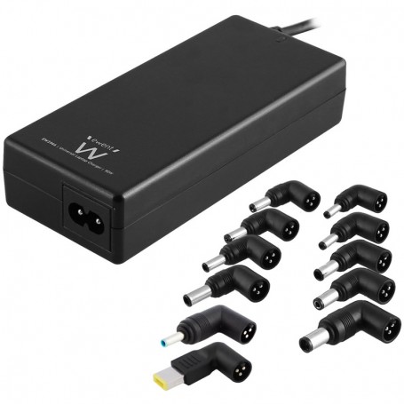 EWENT EW3966 - CARGADOR UNIVERSAL PARA PORTATIL  90W - AUTOMATICO - 11 CLAVIJAS - HASTA 4.5A - CABLE 1.5M - NEGRO