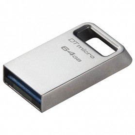 PENDRIVE 64GB KINGSTON DATATRAVELER MICRO - USB 3.2 - HASTA 200 MBPS - METALICO - COMPACTO - PLATA + LPI*