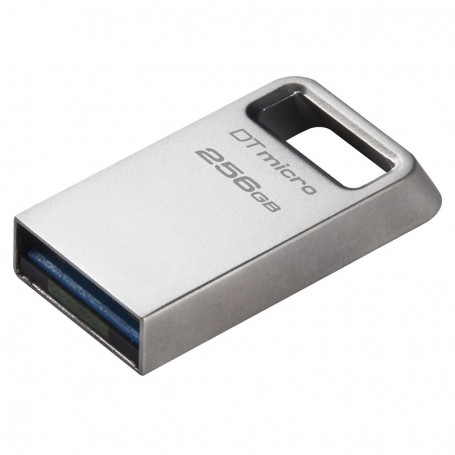 PENDRIVE 256GB KINGSTON DATATRAVELER MICRO - USB 3.2 - HASTA 200 MBPS - METALICO - COMPACTO - PLATA + LPI*