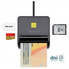 AISENS LECTOR DE TARJETAS INTELIGENTES / DNI-E CON LECTOR DE ON LECTOR DE TARJETAS SIM / SD / MICROSD / MMC / MMC MICRO USB 2.0