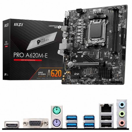 MSI PRO A620M-E - PLACA BASE S-AM5 - VGA HDMI - 2X DDR5 - 1XM.2 - M-ATX