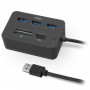 NOX LITE READER ONE - HUB USB-A 3.0 A 3XUSB-A 3.0 + LECTOR DE TARJETAS SD / MICROSD / M2 / MS DUO - NEGRO