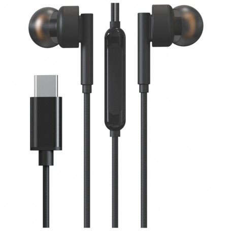 MTK TC3243 NE - AURICULARES CON MICROFONO - CONEXION USB-C - CABLE 1.2M - NEGRO