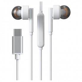 MTK TC3243 BL - AURICULARES CON MICROFONO - CONEXION USB-C - CABLE 1.2M - BLANCO