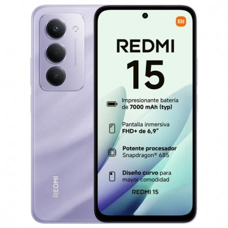 XIAOMI REDMI 15 - SMARTPHONE 6GB/128GB - PANTALLA 6.9''- CAM 50/8MPX - BATERIA 7000 MAH - SANDY PURPLE + LPI*