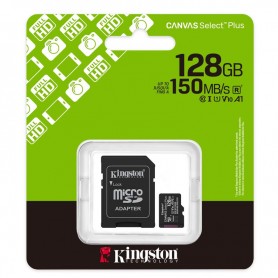 KINGSTON MICROSD 128GB (CLASE10 100 MB/S) CANVAS SELECT PLUS SDCS3/128GB CON ADAPTADOR + LPI*