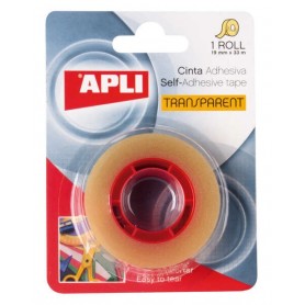 APLI CINTA ADHESIVA TRANSPARENTE 19MM X 33M - RESISTENTE AL AGUA Y A LA HUMEDAD - FACIL DE CORTAR CON LAS MANOS - IDEAL PARA USO