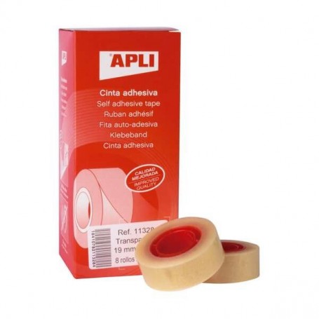 APLI PACK DE 8 CINTAS ADHESIVAS TRANSPARENTE 19 MM X 33 M