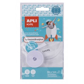 APLI CINTA TERMOADHESIVA PARA MARCAR ROPA - 10MMX3M - 70% POLIESTER Y 30% ALGODON - RESISTENTE A LAVADORA Y SECADORA - FACIL USO