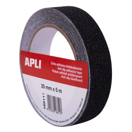APLI CINTA ANTIDESLIZANTE 25MM X 5M - RESISTENTE AL AGUA Y AL DESGASTE - FACIL DE CORTAR Y APLICAR - NEGRO