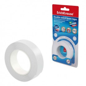 ERICHKRAUSE CINTA ADHESIVA DE ESPUMA DOBLE CARA 15MMX1MMX2M - ALTA ADHERENCIA - BLANCO