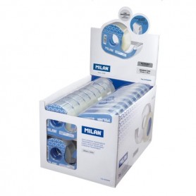 MILAN EXPOSITOR DE 36 CINTAS ADHESIVAS TRANSPARENTES CON DISPENSADOR - MEDIDAS 19MM X 33M - TRANSPARENTE BRILLANTE