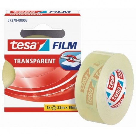TESA TESAFILM CINTA AUTOADHESIVA TRANSPARENTE 19MMX33M - RESISTENTE AL DESGARRO - SIN PVC