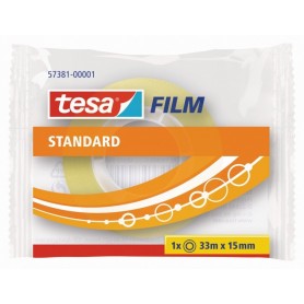 TESA TESAFILM STANDARD CINTA AUTOADHESIVA TRANSPARENTE 15MMX33M - BUENA ADHERENCIA Y ALTA RESISTENCIA A LA LUZ UV - SIN PVC