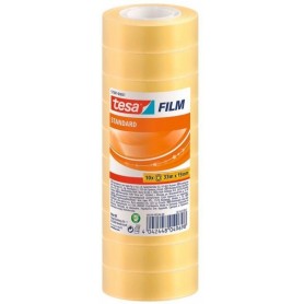 TESA TESAFILM STANDARD PACK DE 10 CINTAS AUTOADHESIVAS TRANSPARENTES 15MMX33M - BUENA ADHERENCIA Y ALTA RESISTENCIA A LA LUZ UV 