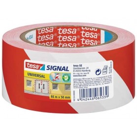 TESA CINTA ADHESIVA DE SEÑALIZACION 50MM X 66M - IDEAL PARA SEÑALIZAR OBSTACULOS PERMANENTES - ADHESIVO SIN DISOLVENTES 