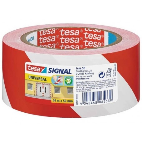 TESA CINTA ADHESIVA DE SEÑALIZACION 50MM X 66M - IDEAL PARA SEÑALIZAR OBSTACULOS PERMANENTES - ADHESIVO SIN DISOLVENTES 