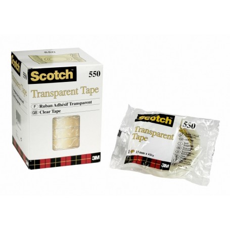 SCOTCH 550 PACK DE 10 CINTAS ADHESIVAS 15MM X 66M - TRANSPARENTE