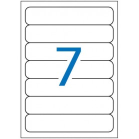 APLI PACK DE 175 ETIQUETAS PARA ARCHIVO 190X38MM - 25 HOJAS X 7 ETIQUETAS - CANTOS ROMOS - ADHESIVO PERMANENTE - BLANCO