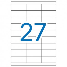 APLI PACK DE 2.700 ETIQUETAS RECTANGULARES 70X30MM - 100 HOJAS POR 27 ETIQUETAS - ADHESIVO PERMANENTE - CANTOS RECTOS - BLANCO