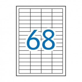 APLI PACK DE 6.800 ETIQUETAS RECTANGULARES 48,5X16,9MM - 100 HOJAS POR 68 ETIQUETAS - ADHESIVO PERMANENTE - CANTOS RECTOS - BLAN