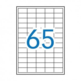 APLI PACK DE 6.500 ETIQUETAS RECTANGULARES 38X21.2MM - 100 HOJAS POR 65 ETIQUETAS - ADHESIVO PERMANENTE - CANTOS RECTOS - BLANCO