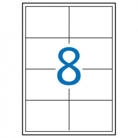 APLI PACK DE 800 ETIQUETAS RECTANGULARES 97X67,7MM - 100 HOJAS POR 8 ETIQUETAS - ADHESIVO PERMANENTE - CANTOS RECTOS - BLANCO