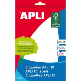 APLI PACK DE 10 ETIQUETAS 105X149MM - ADHESIVO PERMANENTE - CANTOS ROMOS - BLANCO