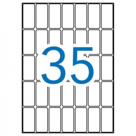 APLI PACK DE 525 ETIQUETAS RECTANGULARES 18X40MM - 15 HOJAS A5 POR 35 ETIQUETAS - ADHESIVO PERMANENTE - CANTOS ROMOS - BLANCO