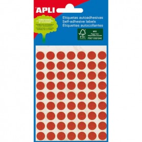 APLI MINIBOLSA DE 288 ETIQUETAS REDONDAS Ø 8MM - 3 HOJAS POR 96 ETIQUETAS - ADHESIVO PERMANENTE - ROJO